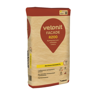 Ветонит фасад R200 армировочно-клеевая смесь 25кг (48 уп/палл) (фото)