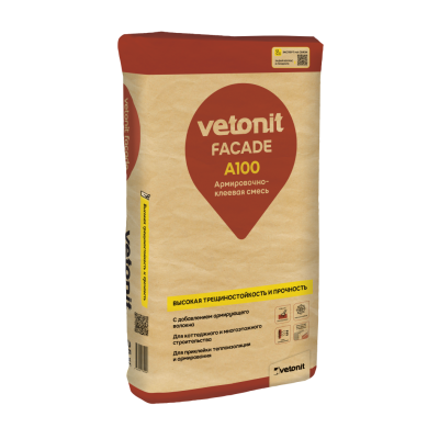 Смесь штукатурно-клеевая Vetonit Facade А100 для пенополистирола и минеральной, 25 кг (фото)