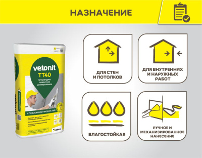 Штукатурка цементная ветонит ТТ40 25кг (фото)