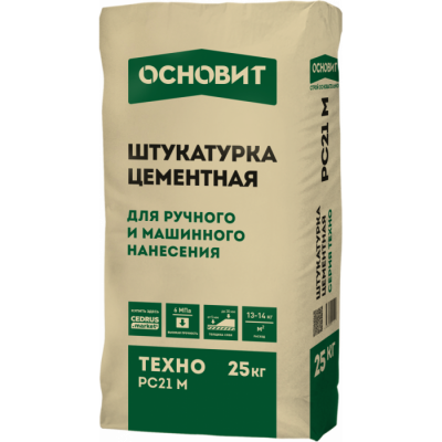 Штукатурка механизированного и ручного нанесения ОСНОВИТ ТЕХНО PC21 M (25 кг) Б (фото)
