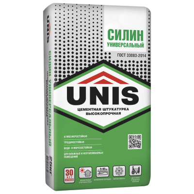 Штукатурка цементная универсальная UNIS Силин, 25 кг (фото)