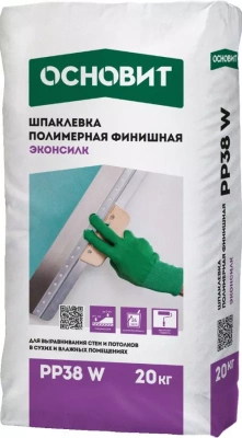 Шпаклевка полимерная финишная ОСНОВИТ ЭКОНСИЛК PP38 W (20 кг) (фото)