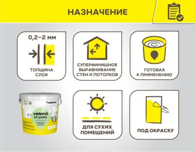 Шпаклева готовая ветонит ЛР паста бриллиант 18 кг (фото)